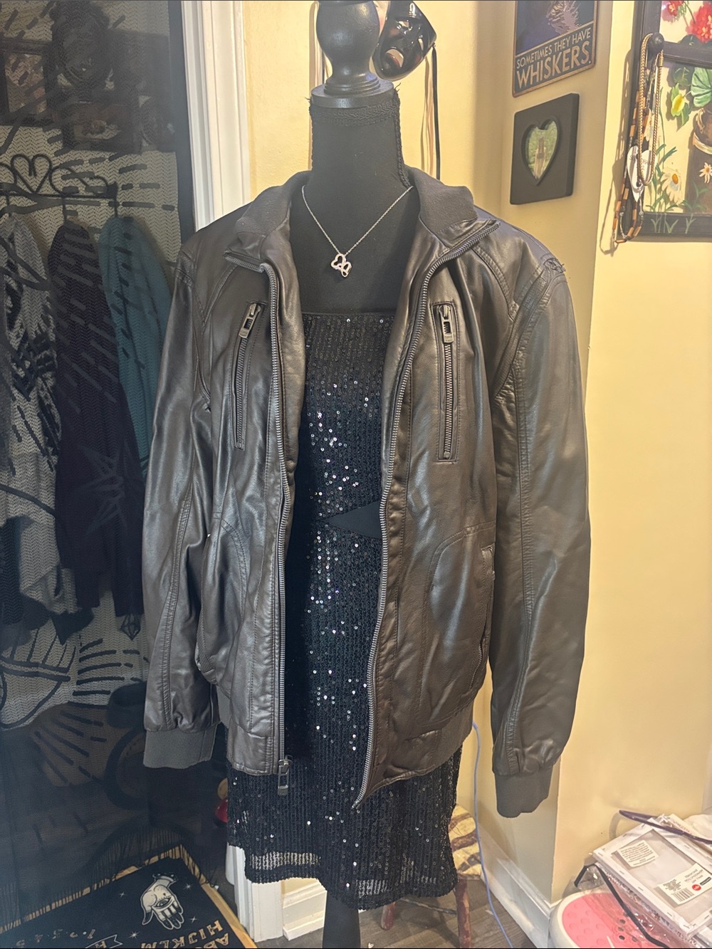 Men's Black fauBomber Jacket - Classic Style